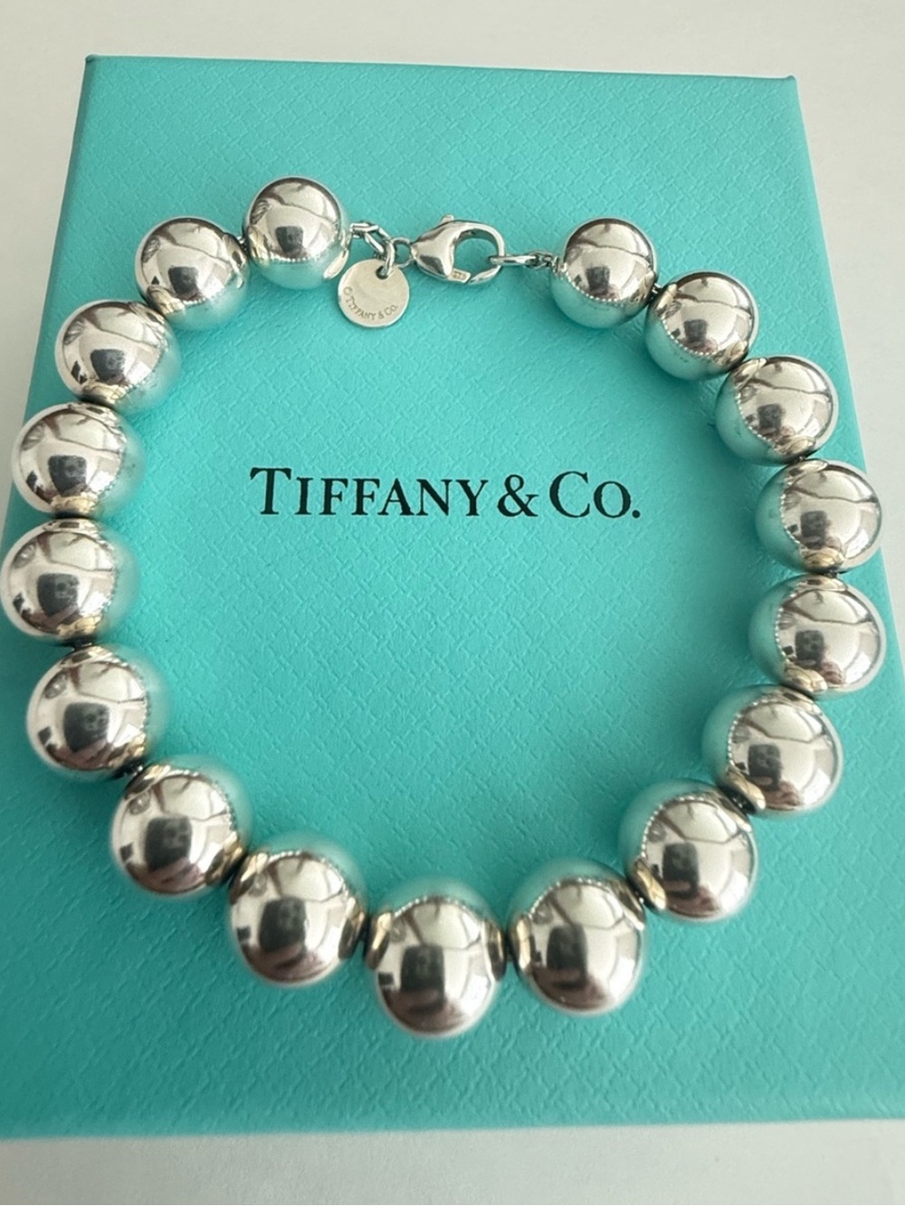 Tiffany & Co. Hardware Bead Sterling Silver Bracelet - 10mm Size Beads